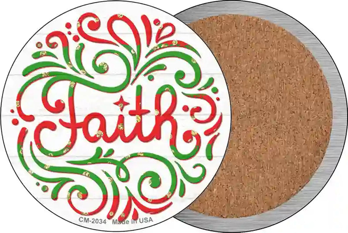 Faith Christmas Novelty Circle Coaster Set of 4