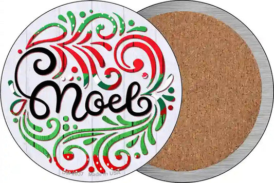 Noel Christmas Novelty Circle Coaster Set of 4