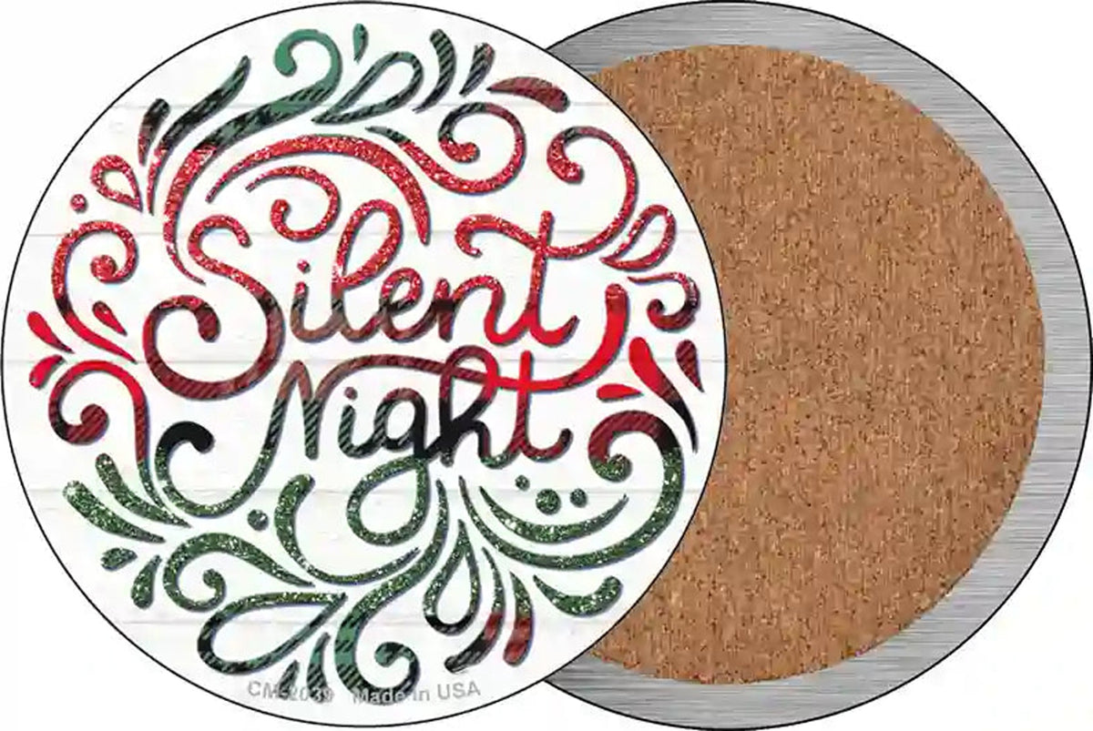 Silent Night Christmas Novelty Circle Coaster Set of 4