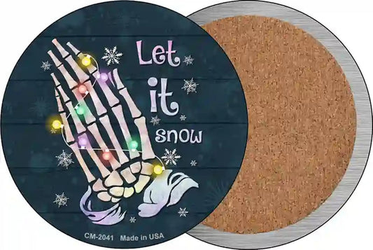 Let it Snow Skeleton Hands Novelty Circle Coaster Set of 4