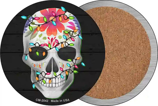 Calavera with Lights Novelty Circle Coaster Set of 4