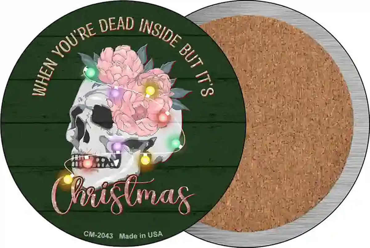Dead Inside but its Christmas Novelty Circle Coaster Set of 4
