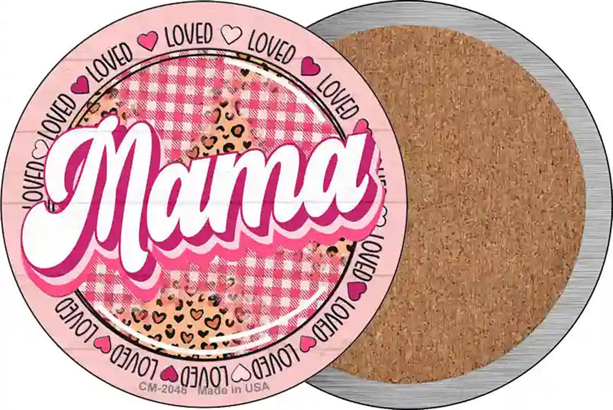 Loved Mama Novelty Circle Coaster Set of 4
