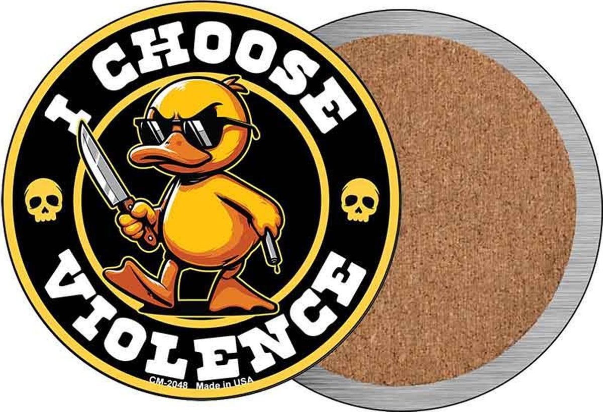 I Choose Violence Angry Duck Novelty Circle Coaster Set of 4