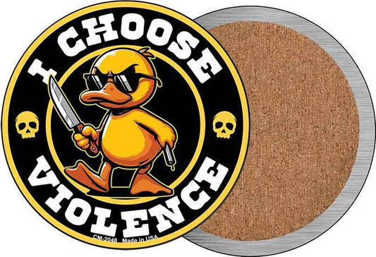 I Choose Violence Angry Duck Novelty Circle Coaster Set of 4