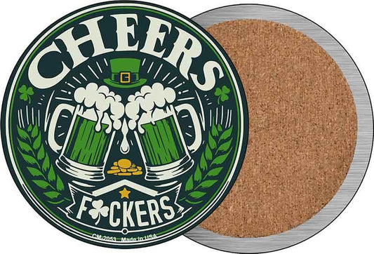 Cheers Fuckers Novelty Circle Coaster Set of 4