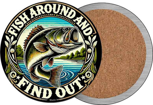 Fish Around and Find Out Novelty Circle Coaster Set of 4