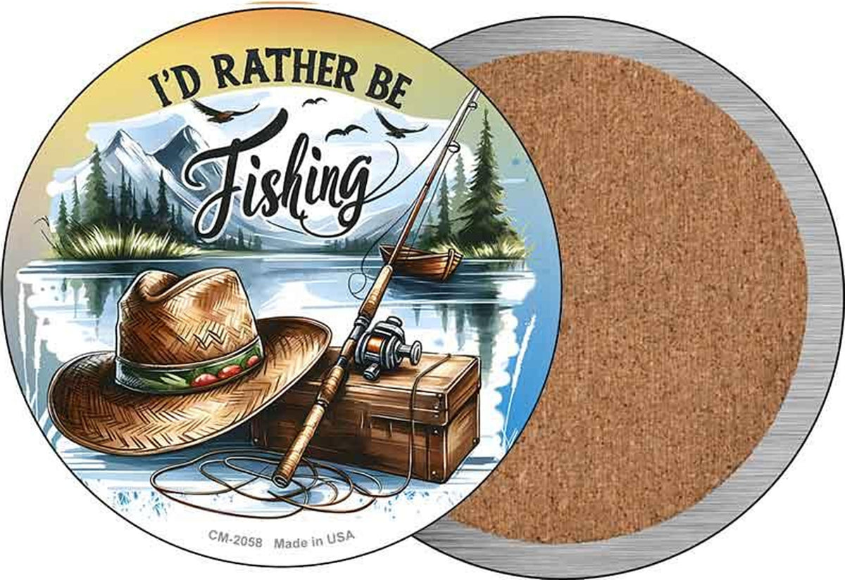 Id Rather Be Fishing Novelty Circle Coaster Set of 4