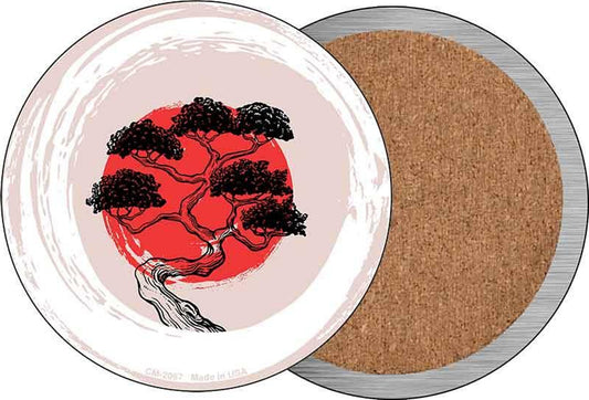 Bonsai & Rising Sun Novelty Circle Coaster Set of 4