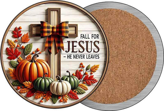Fall For Jesus Novelty Circle Coaster Set of 4
