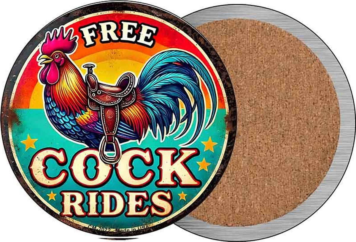Free Cock Rides Novelty Circle Coaster Set of 4