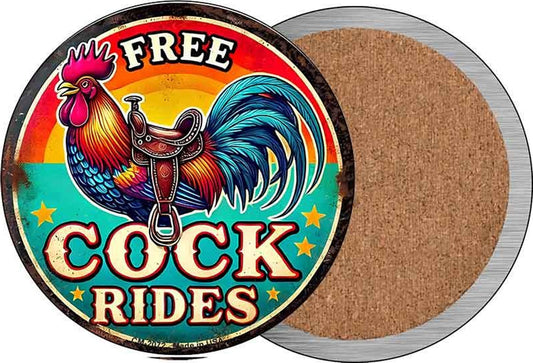 Free Cock Rides Novelty Circle Coaster Set of 4