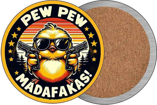Pew Pew Madafakas Novelty Circle Coaster Set of 4