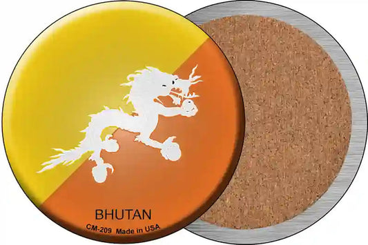 Bhutan Country Novelty Circle Coaster Set of 4