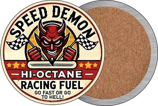 Speed Demon Novelty Circle Coaster Set of 4