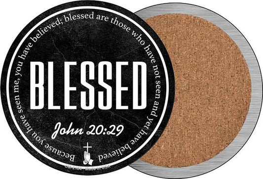 Blessed Bible Verse Novelty Circle Coaster Set of 4