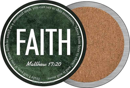 Faith Bible Verse Novelty Circle Coaster Set of 4