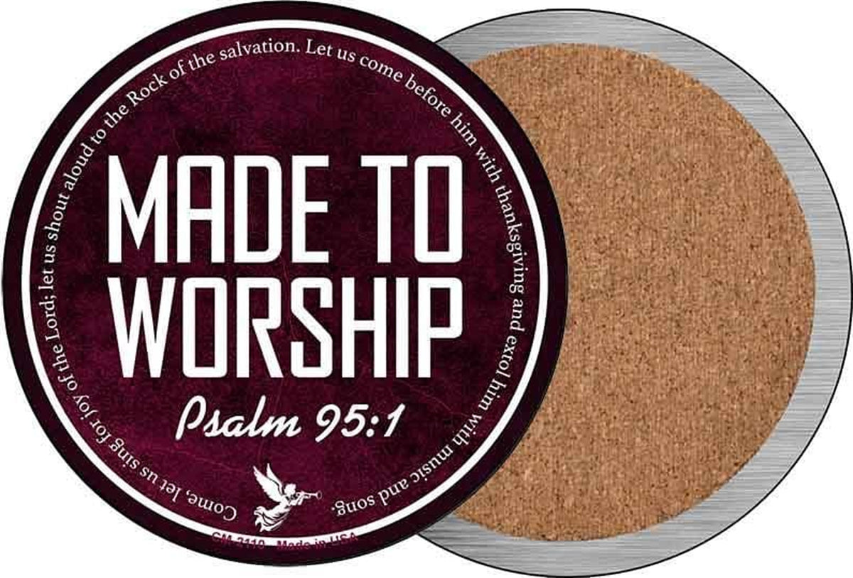 Made to Worship Bible Verse Novelty Circle Coaster Set of 4