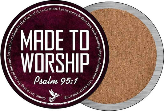 Made to Worship Bible Verse Novelty Circle Coaster Set of 4