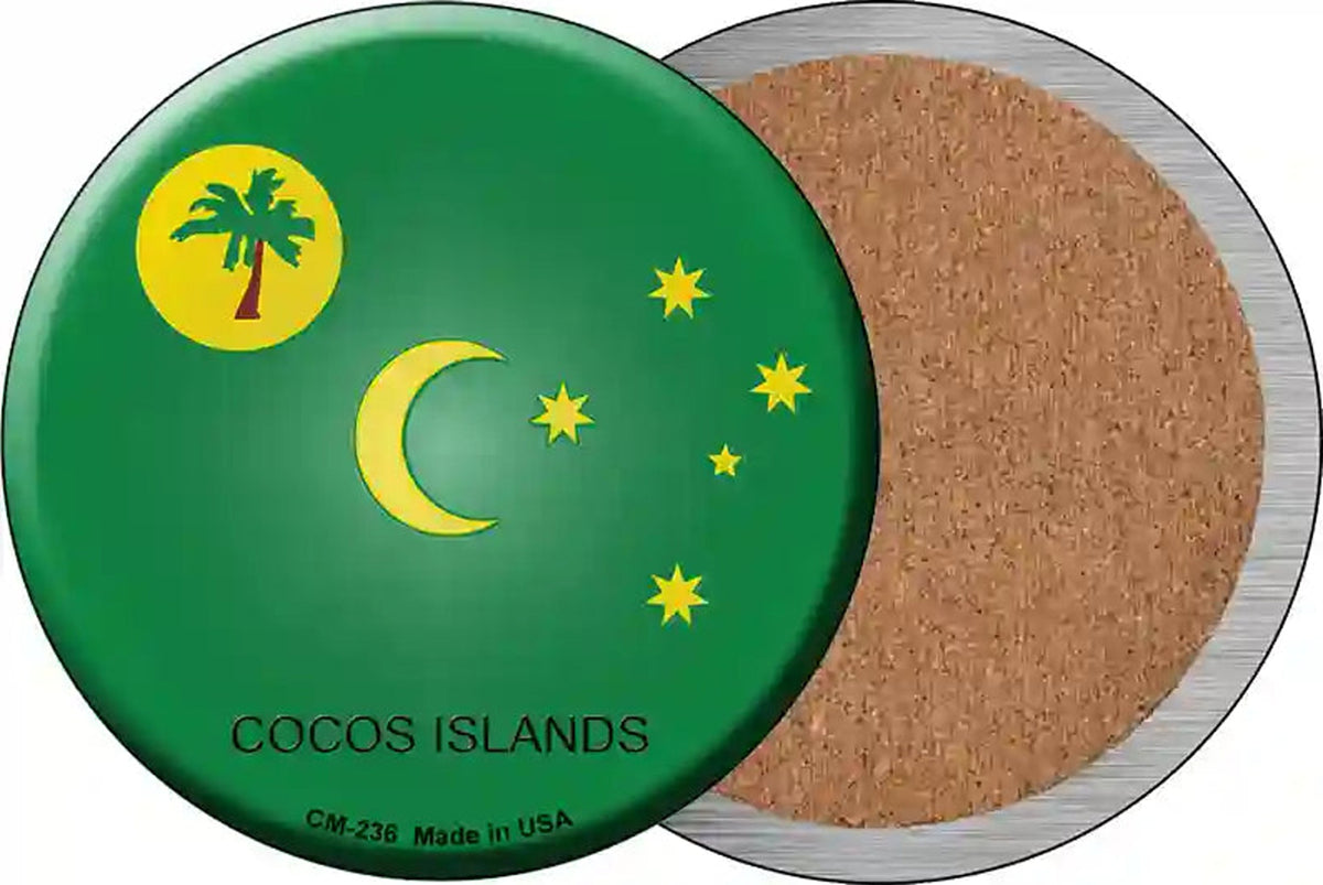 Cocos Islands Country Novelty Circle Coaster Set of 4