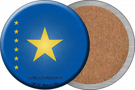 Congo Kinshasa Country Novelty Circle Coaster Set of 4