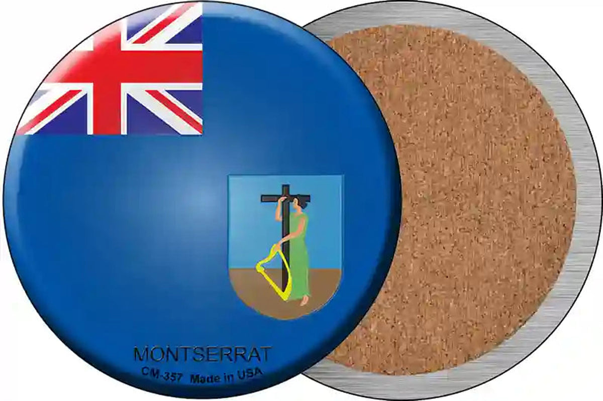 Montserrat Country Novelty Circle Coaster Set of 4