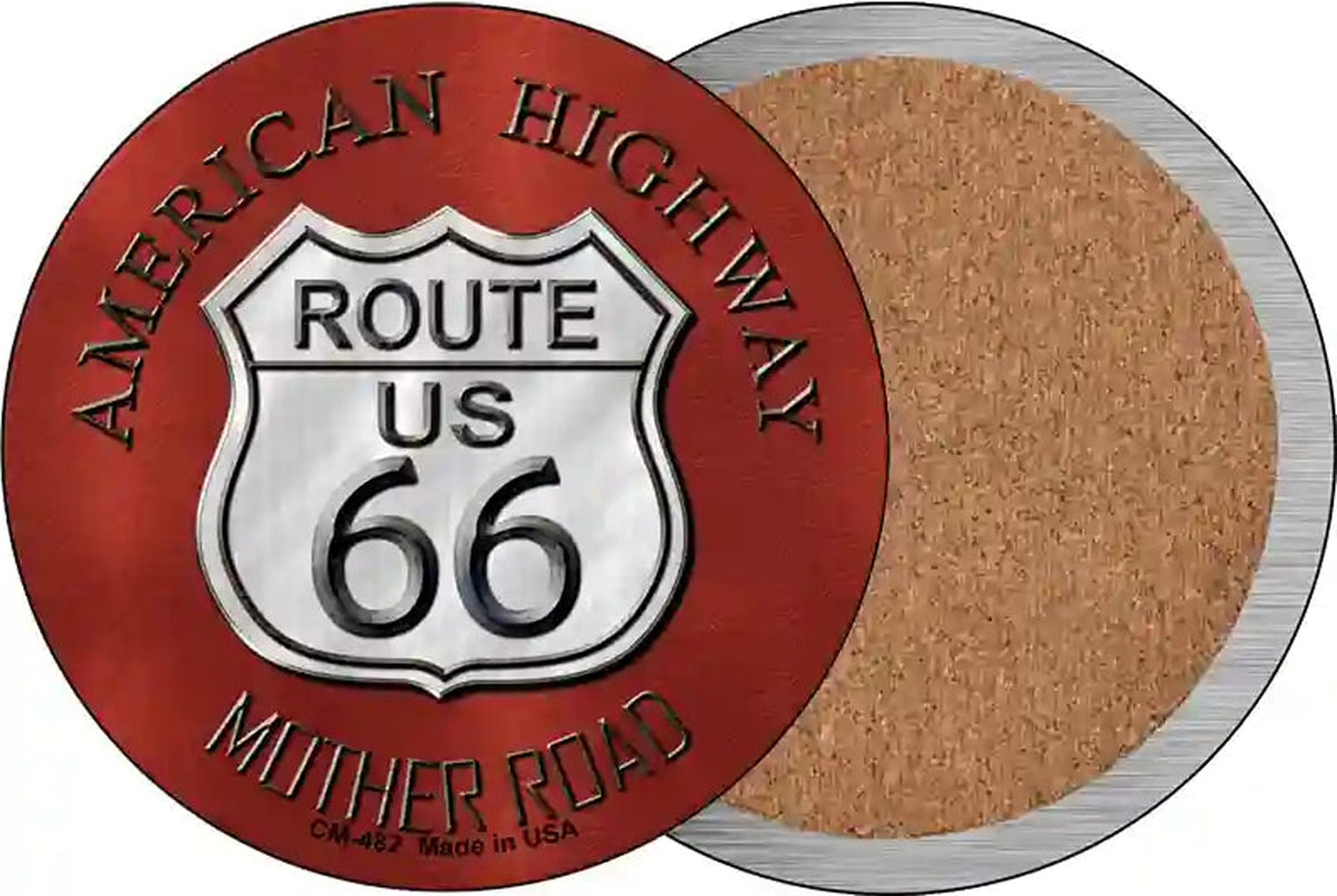 Route 66 American Highway Novelty Circle Coaster Set of 4