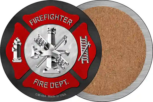 Firefighter Novelty Circle Coaster Set of 4