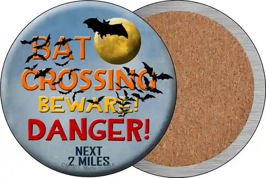 Bat Crossing Novelty Circle Coaster Set of 4