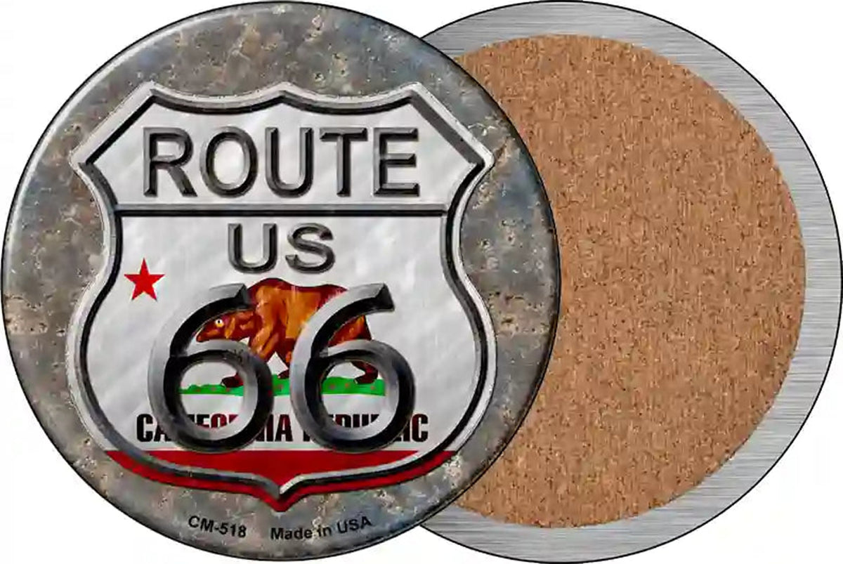 California Route 66 Novelty Circle Coaster Set of 4