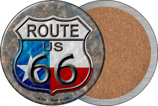 Texas Route 66 Novelty Circle Coaster Set of 4