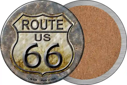 Rusty Route 66 Novelty Circle Coaster Set of 4