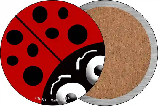 Lady Bug Novelty Circle Coaster Set of 4