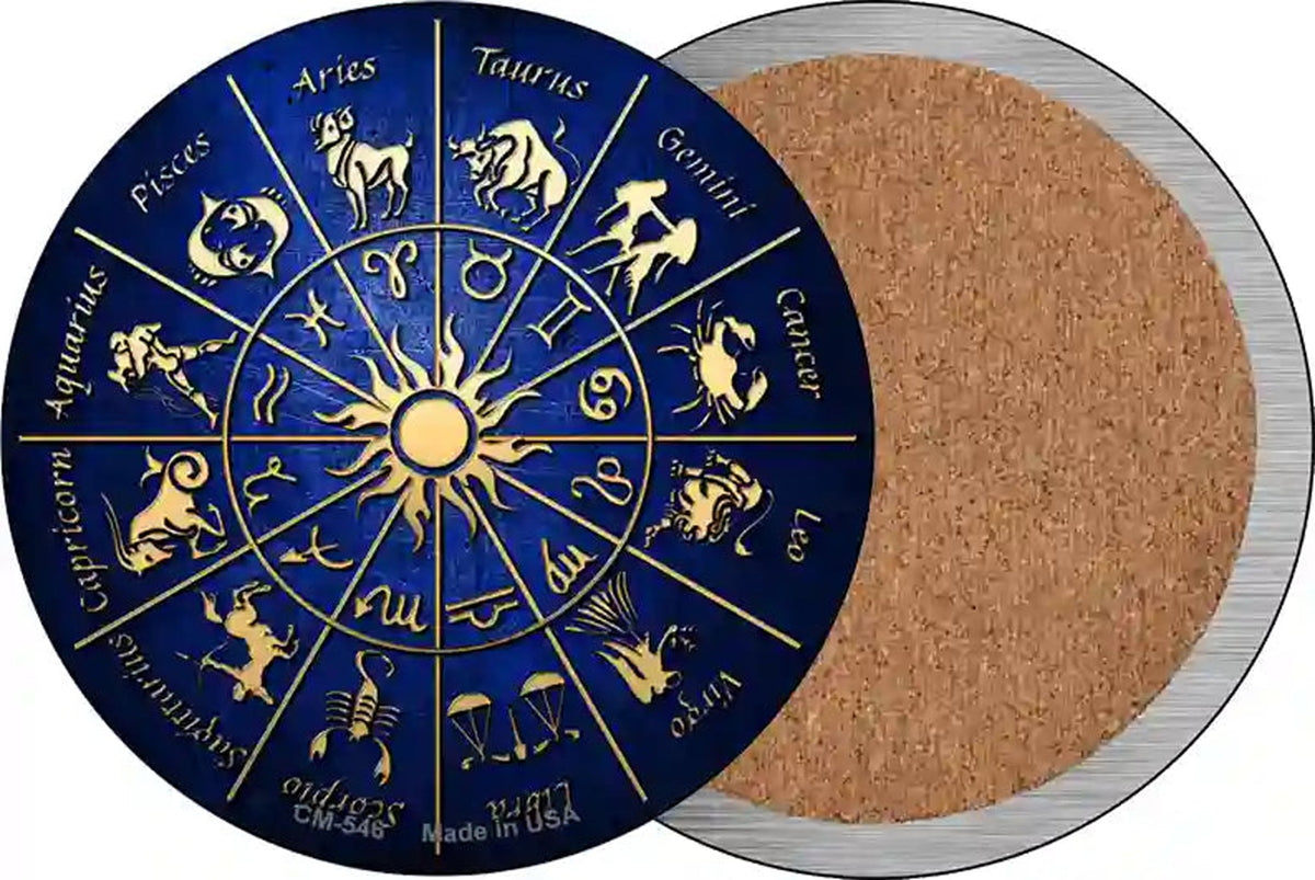 Zodiac Signs Novelty Circle Coaster Set of 4
