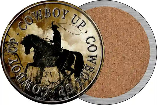 Cowboy Up Novelty Circle Coaster Set of 4