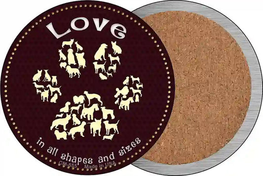 Love In All Shapes Novelty Circle Coaster Set of 4