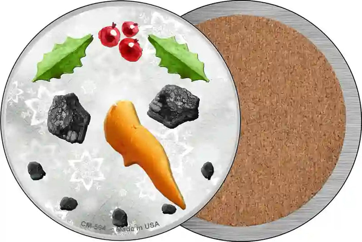 Snowman Face Novelty Circle Coaster Set of 4