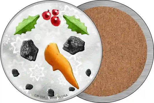 Snowman Face Novelty Circle Coaster Set of 4