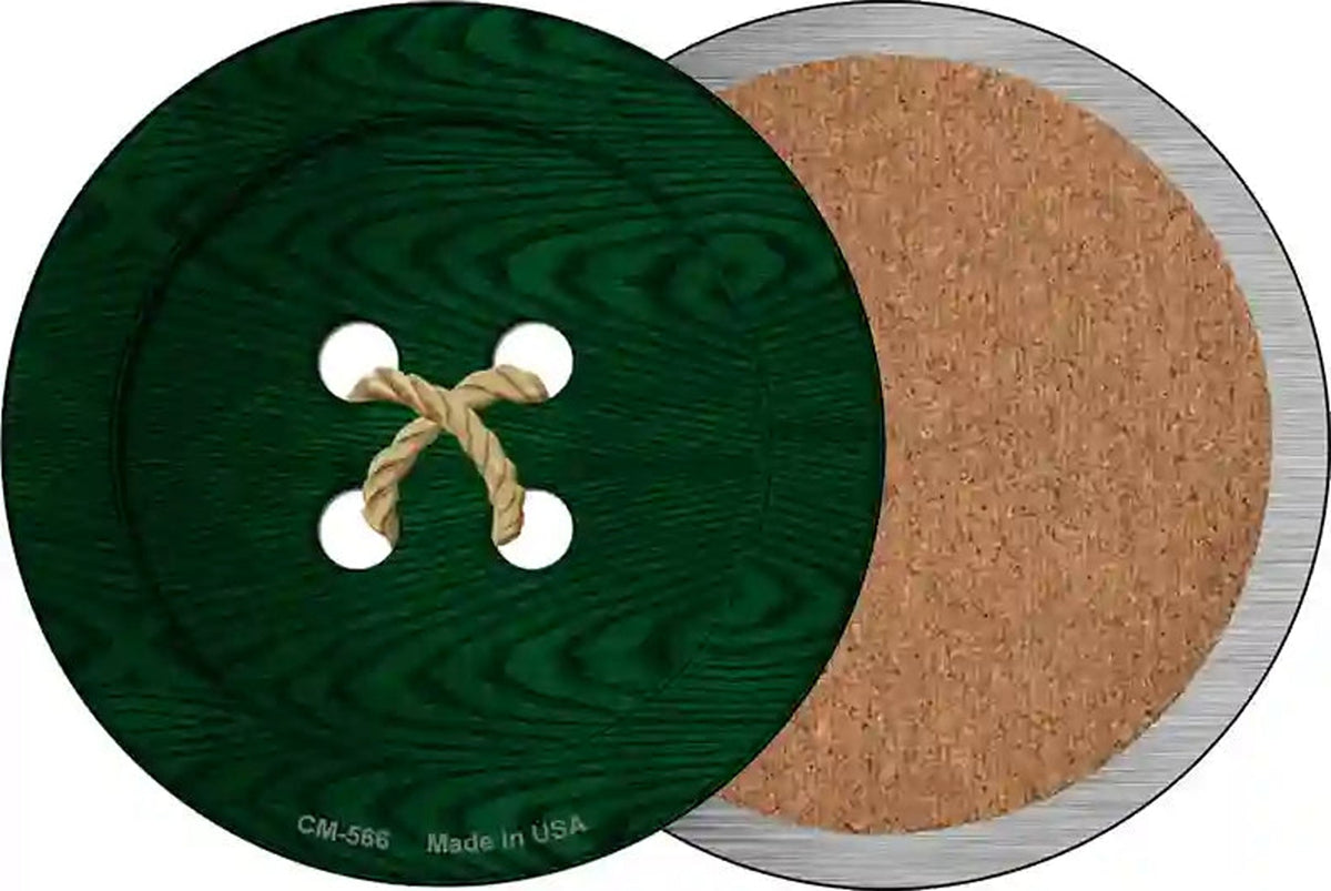 Green Button Novelty Circle Coaster Set of 4
