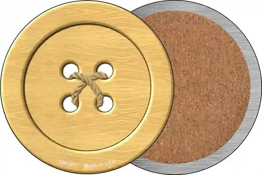 Wooden Button Novelty Circle Coaster Set of 4
