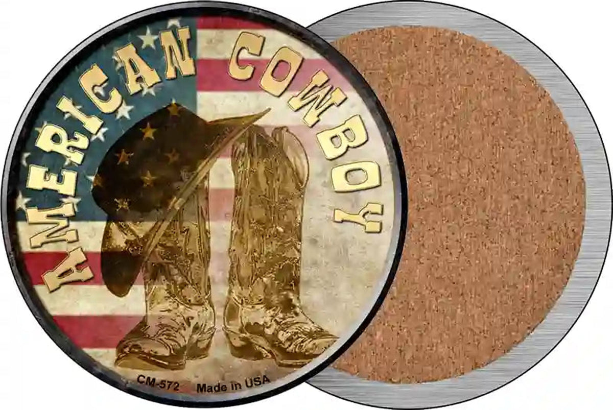 American Cowboy Novelty Circle Coaster Set of 4