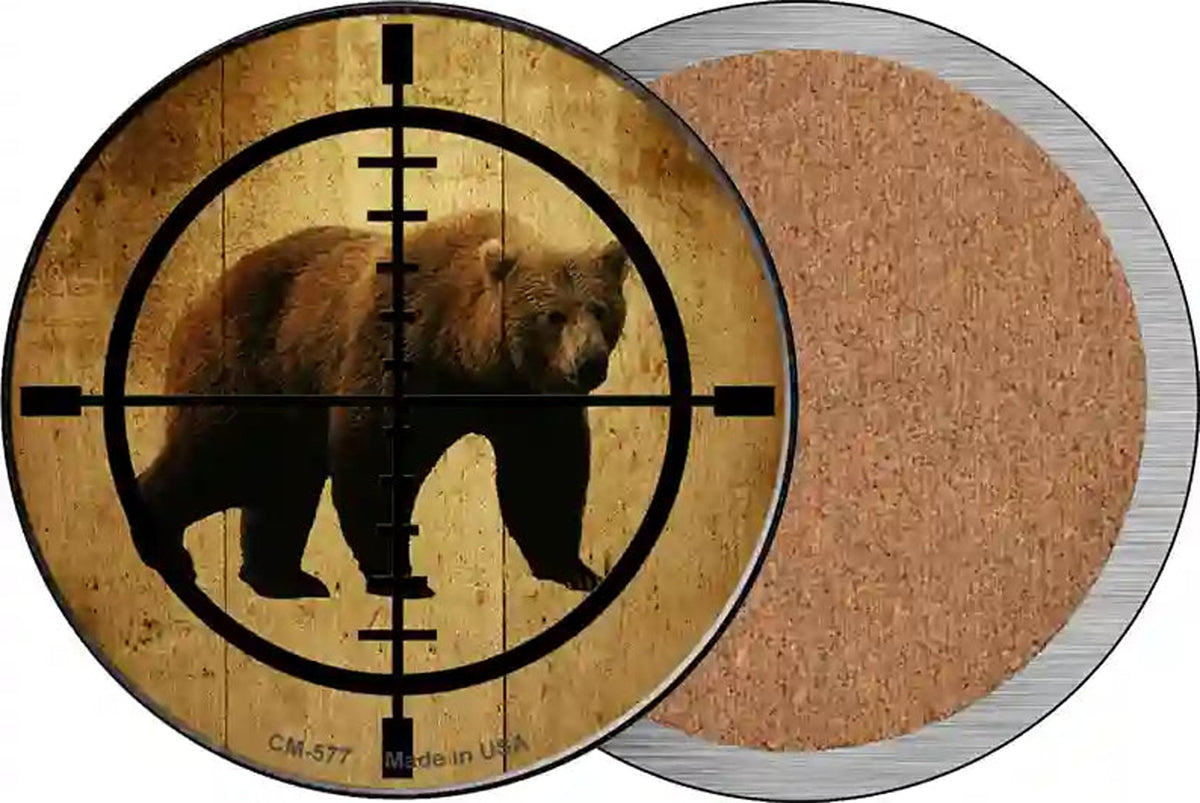 Bear Hunter Novelty Circle Coaster Set of 4
