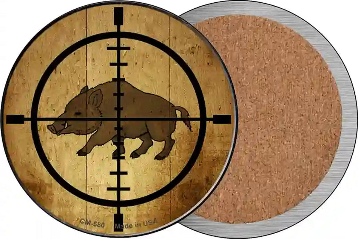 Boar Hunter Novelty Circle Coaster Set of 4