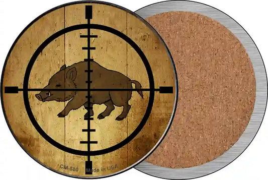 Boar Hunter Novelty Circle Coaster Set of 4