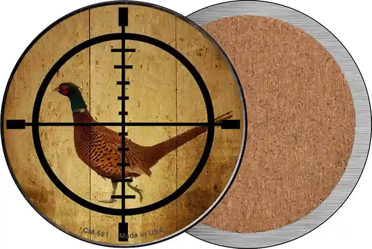 Pheasant Hunter Novelty Circle Coaster Set of 4