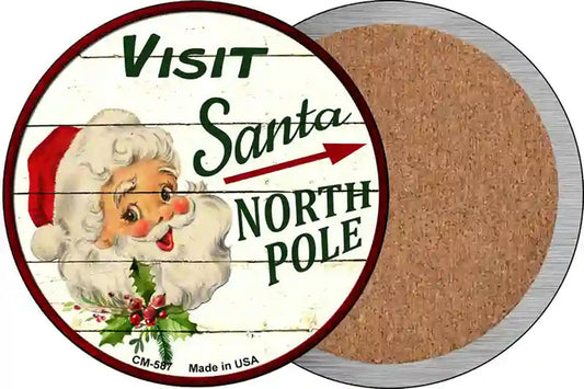 Visit Santa Novelty Circle Coaster Set of 4