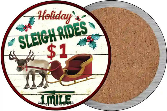 Sleigh Rides Novelty Circle Coaster Set of 4