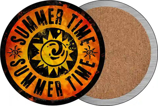 Summer Time Novelty Circle Coaster Set of 4