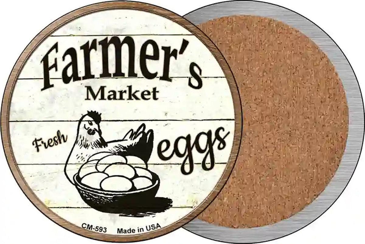 Farmers Market Eggs Novelty Circle Coaster Set of 4