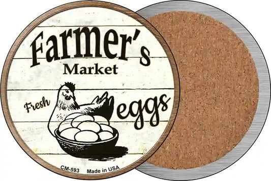 Farmers Market Eggs Novelty Circle Coaster Set of 4